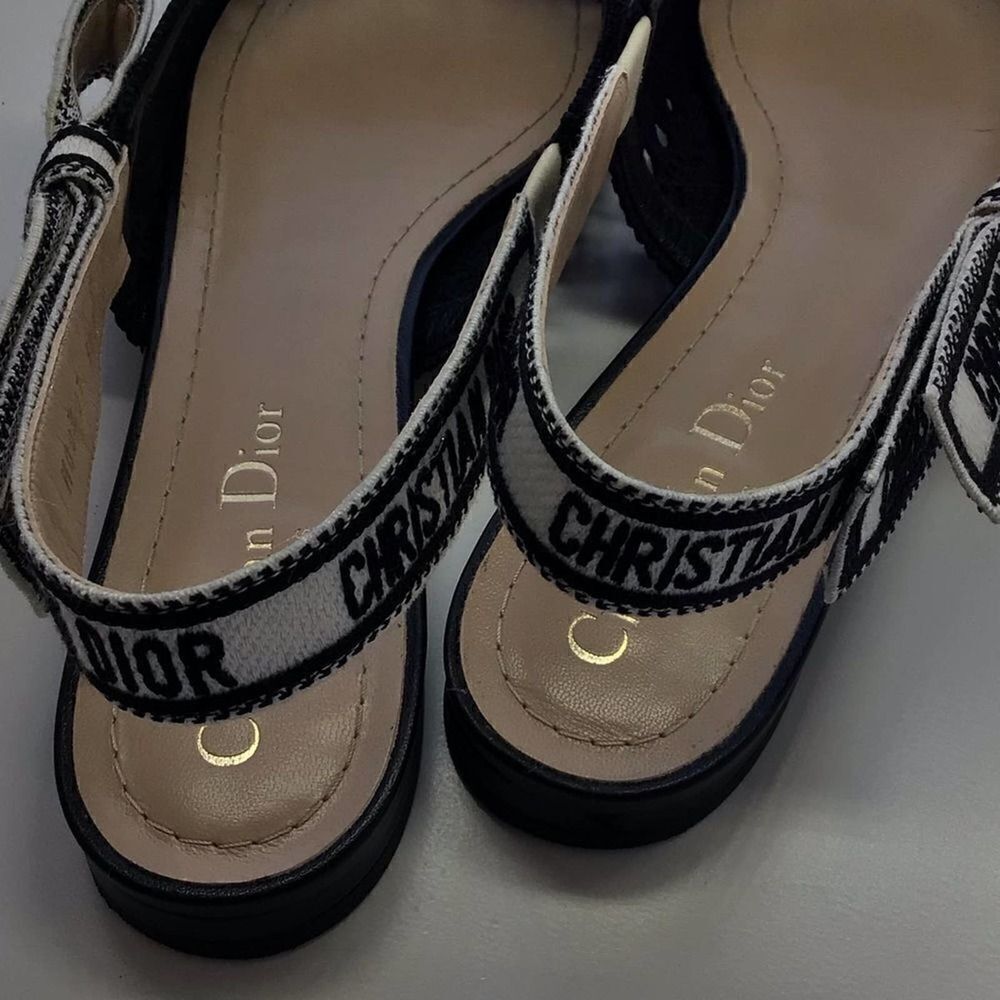 Dior Moi Black Cotton Lambskin Mesh Cannage Slingback Ballet‎ Flats EU 35.5 - Picture 12 of 17
